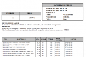compras pedidos a proveedor pantalla siddex