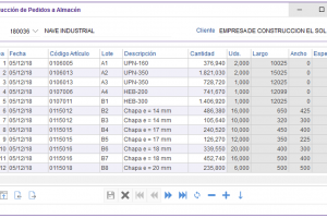 introduccion de pedidos a almacen